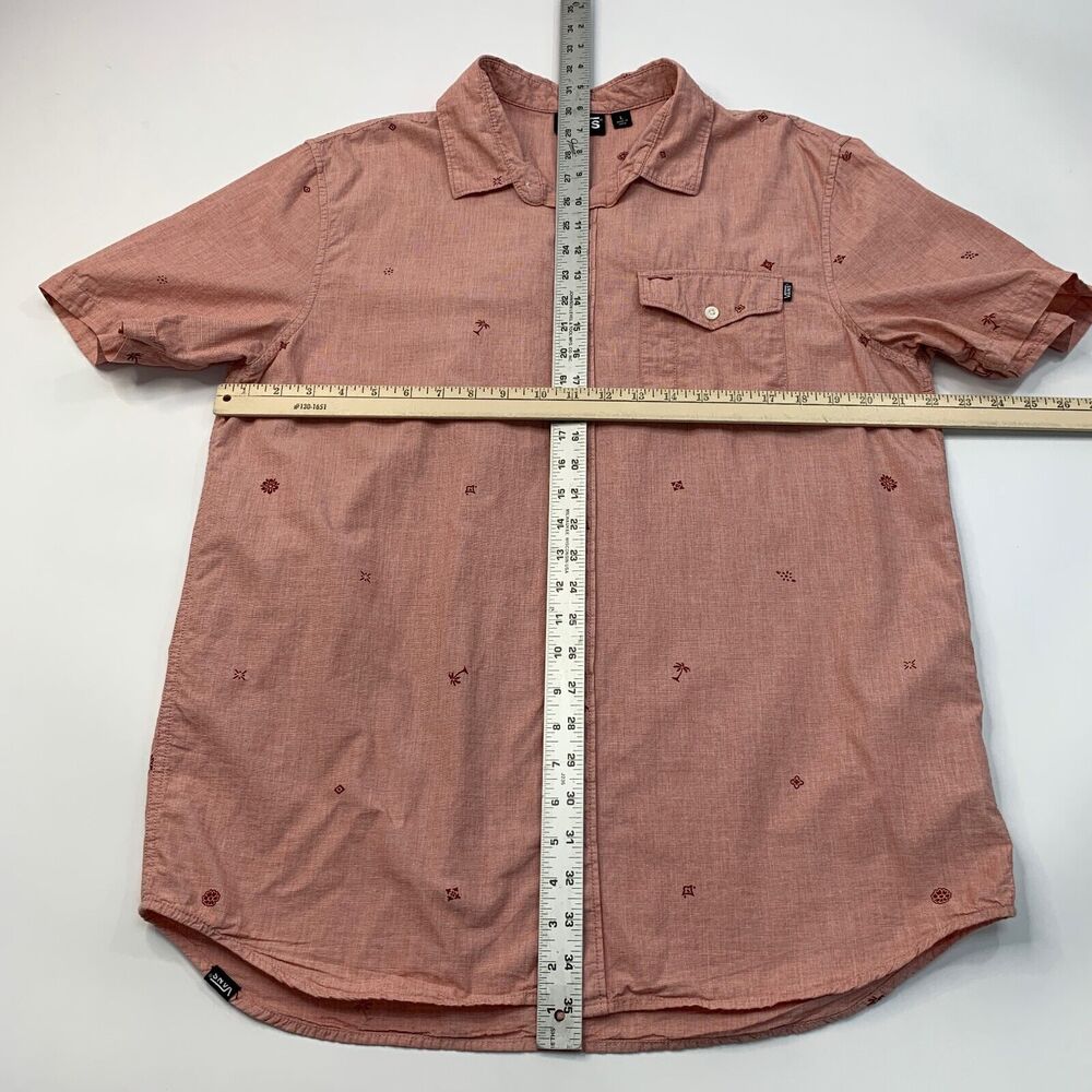 Vans Shirt Mens L Large Red Floral Palm Short Sleeve Chest Pocket Cotton - Picture 5 of 11